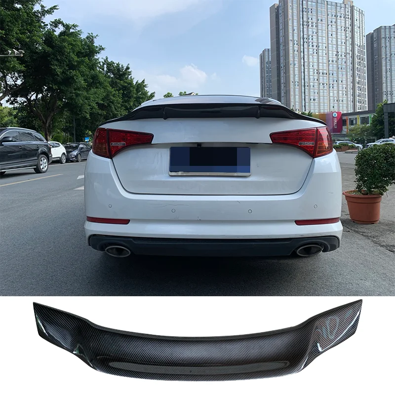 For Kia K5  Spoiler 2010 2011 2012 ABS/Unpainted Glossy Black Carbon Fiber Look Rear Wing R-type Spoiler Accessories