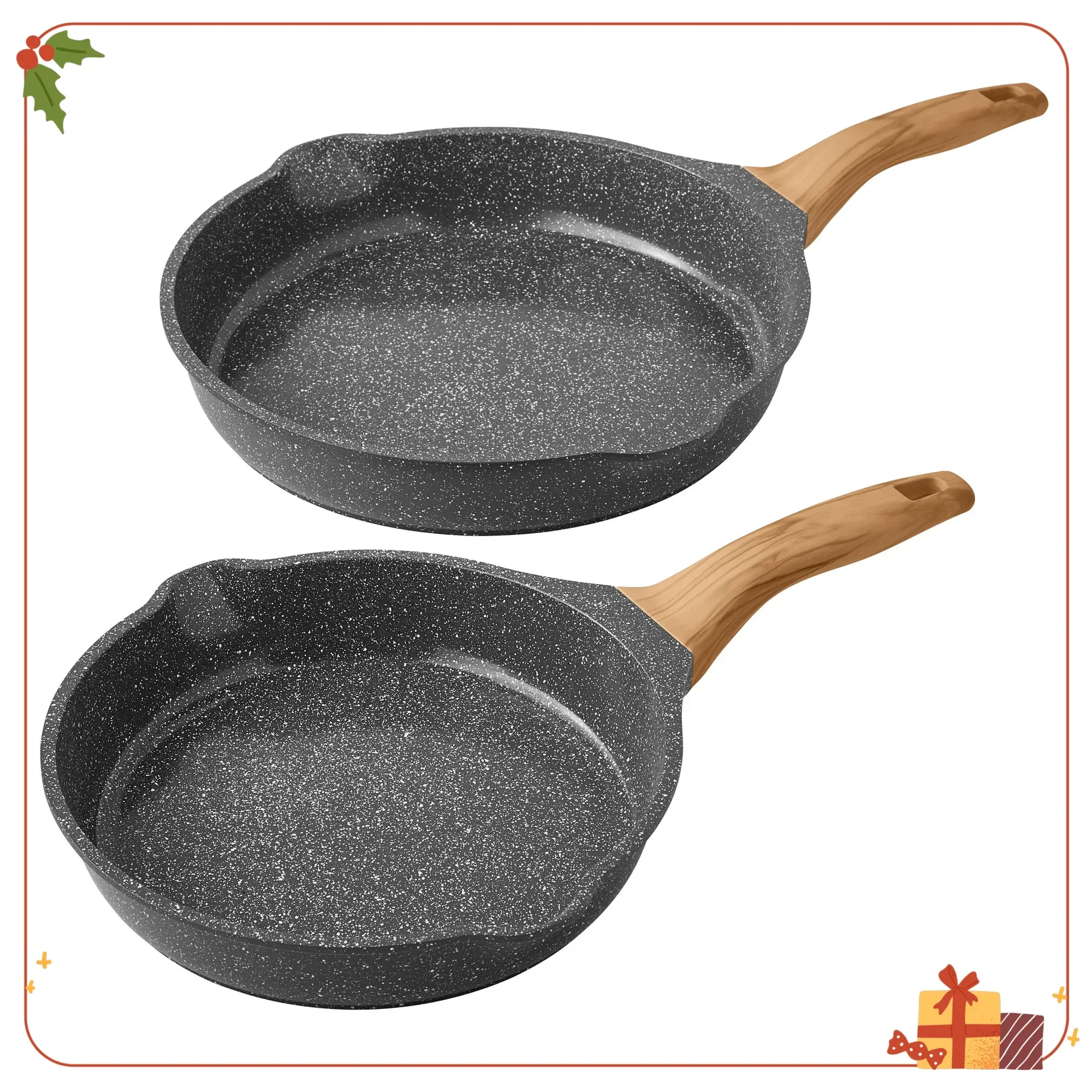 

2-Piece Cast Aluminum 10" & 12" Fry Pan Set, Charcoal Speckle
