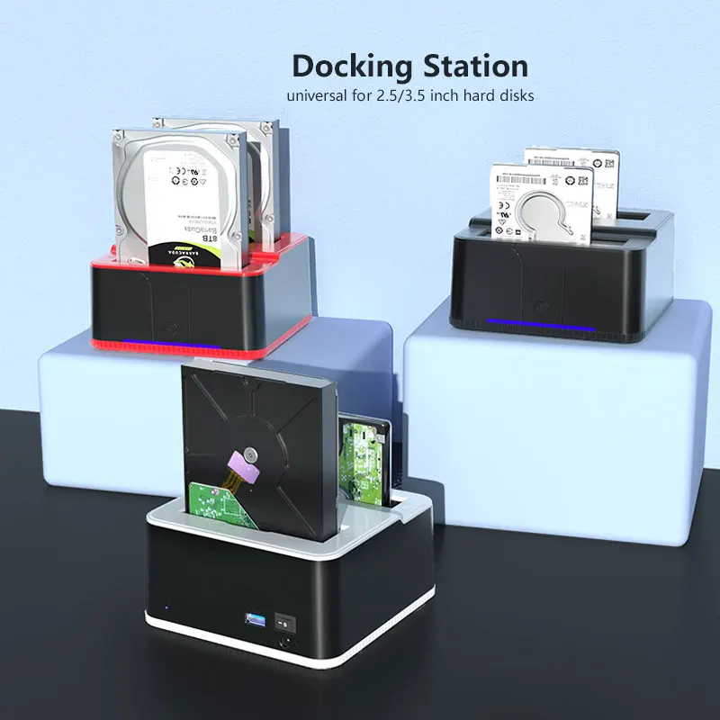 Estação de acoplamento de disco rígido USB 3.0 para gabinete SATA HDD e SSD de 2,5/3,5 polegadas - Estação de acoplamento HDD
