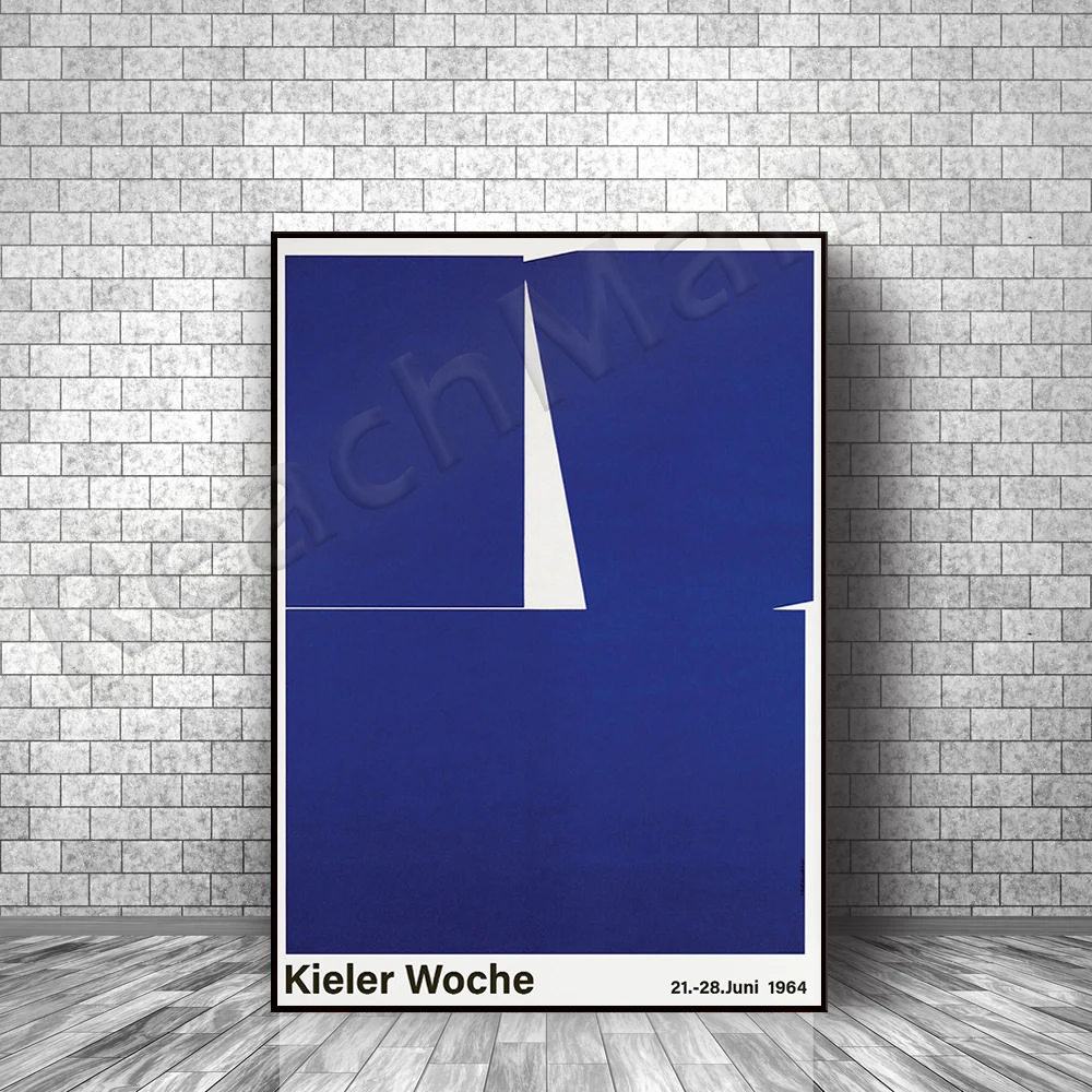 Semana kiel, plan, regata, cartel de velero, impresión de carteles vintage, arte de exposición de museo, impresión minimalista, hillman