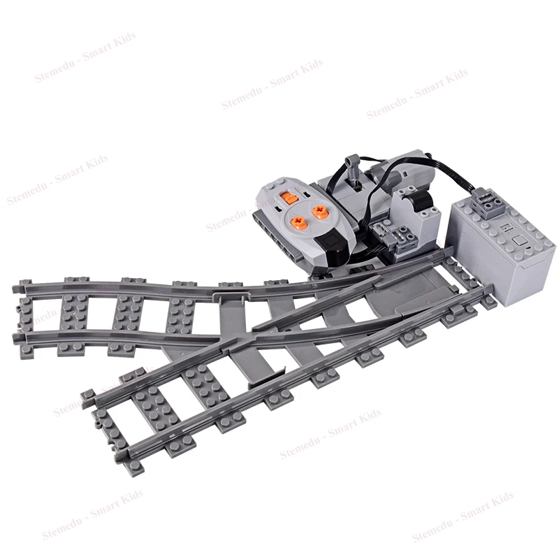 MOC City Train Straight Curve Track Rail Crossing Tracks Set Stud Gap Triple Switch Baksteen Bouwstenen Technisch Switch Point
