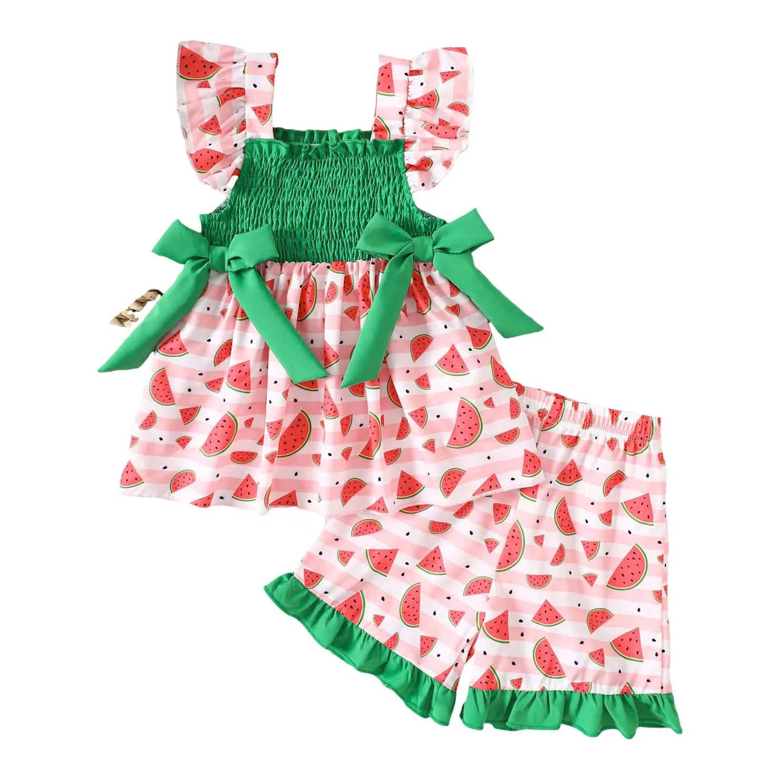 

for Winter New Born Kids Girls Shorts Set Fly Sleeve Crew Neck Crayfish Print Tank Top And Shorts Toddler Girl Boy Matching