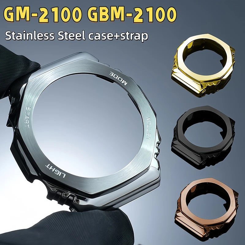 GM2100 Edelstahlgehäuse & Armband Mod-Kit für Casio Octagon Oak 5611 GM-2100 GBM-2100 Metall-Uhrengehäuse Armband Zubehör
