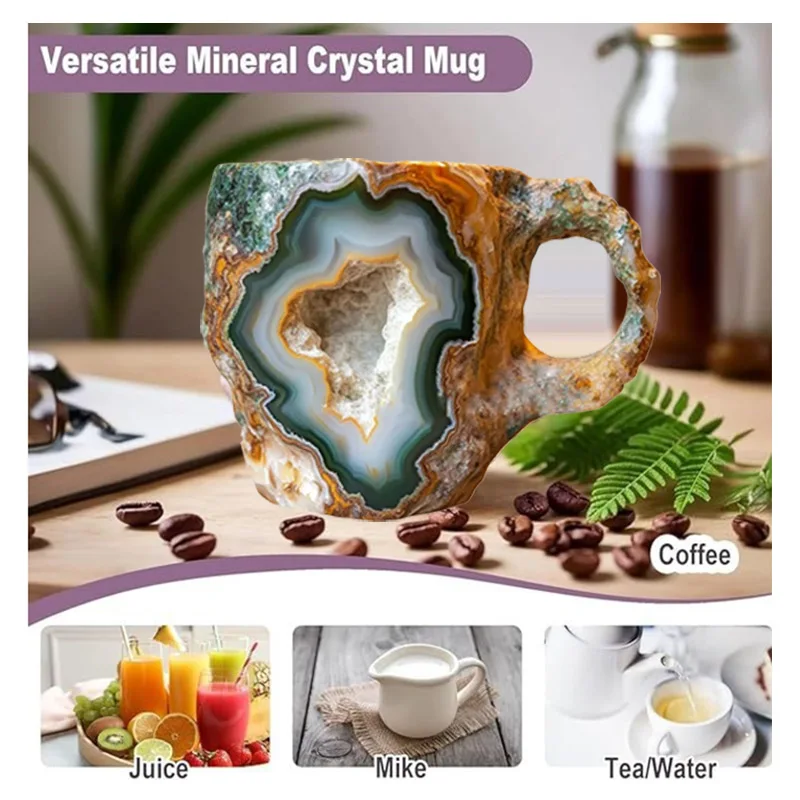 Resin Imitation Mineral Crystal Coffee Mug Unusual Tea Cup Personalized Gifts Autumn Mug Christmas Espresso Camping Drinkware