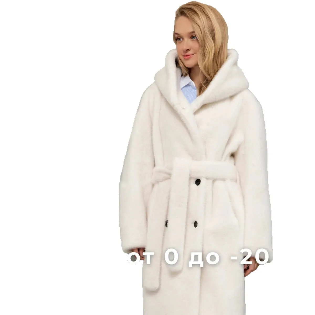 Amazon women's clothing environmentally friendly mink hair imitation fur fur coat European and American extended hooded coat