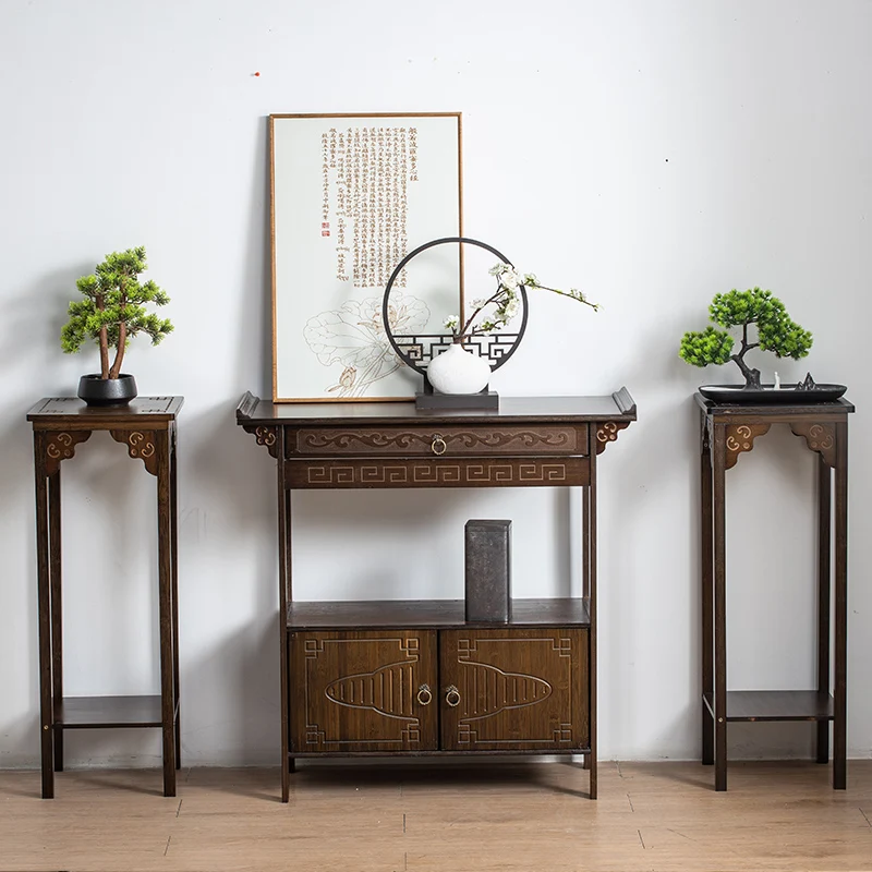 PQF Console Tables Wall Table Solid Wood Entrance Cabinet Side View Living Room a Long Narrow Table