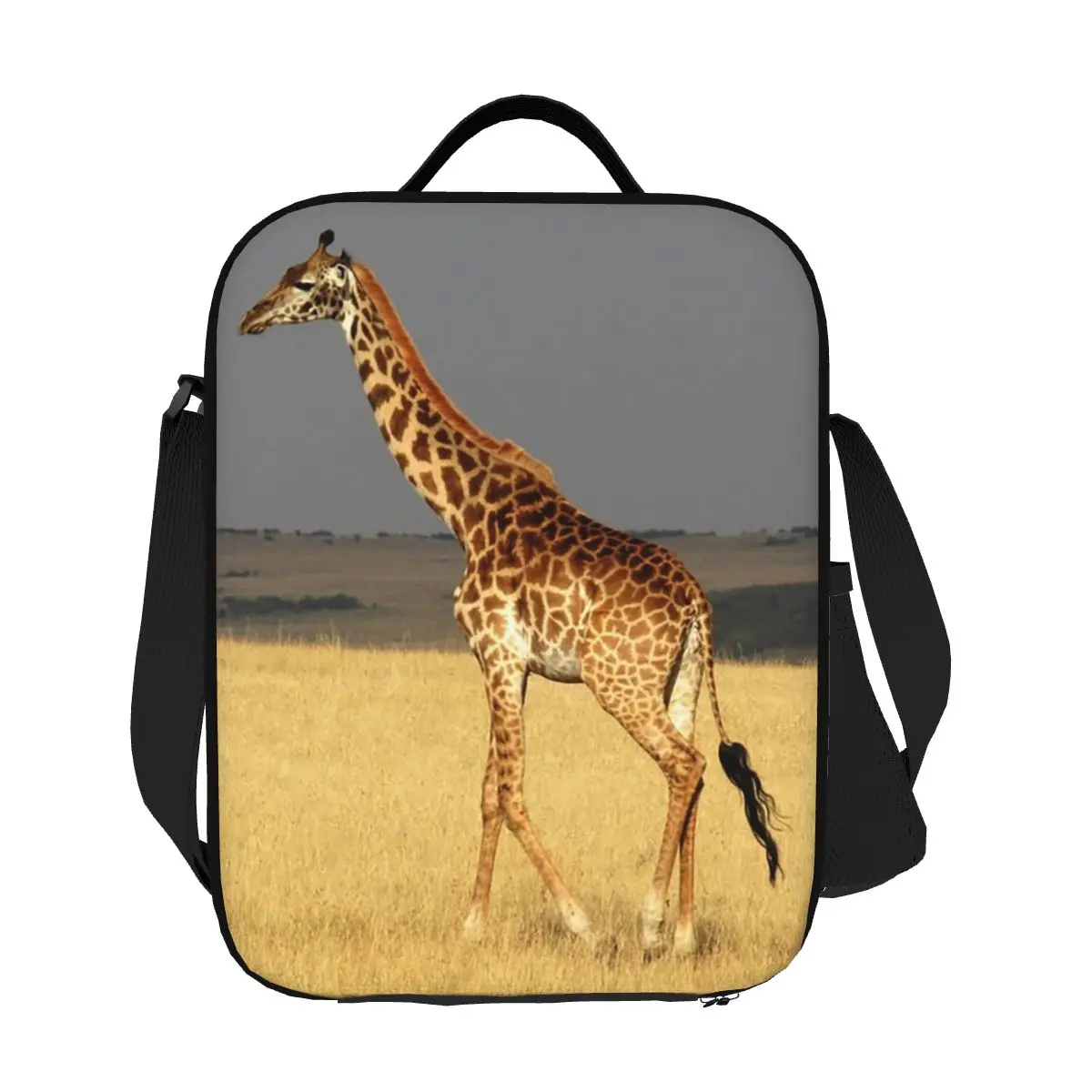 الزرافة كامل الجسم أفريقيا الحيوانات الأفريقية معزول حقيبة الغداء للنساء الأطفال المحمولة صناديق الطعام صندوق غداء حراري حمل #1
