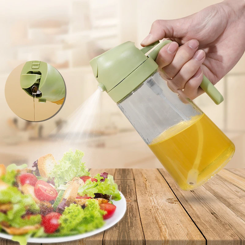 1 Pcs 2in1 470 Ml Portable Oil Sprayer Glass Oil Drum Outdoor Portable Oil Bottle Barbecue Picnic Oil Atomizing Spray Bottle