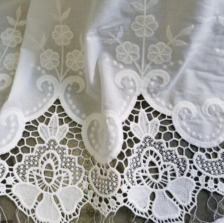 

Новая односторонняя вышитая хлопчатобумажная ткань с цветочной вышивкой для платьев, материалы для шитья своими руками