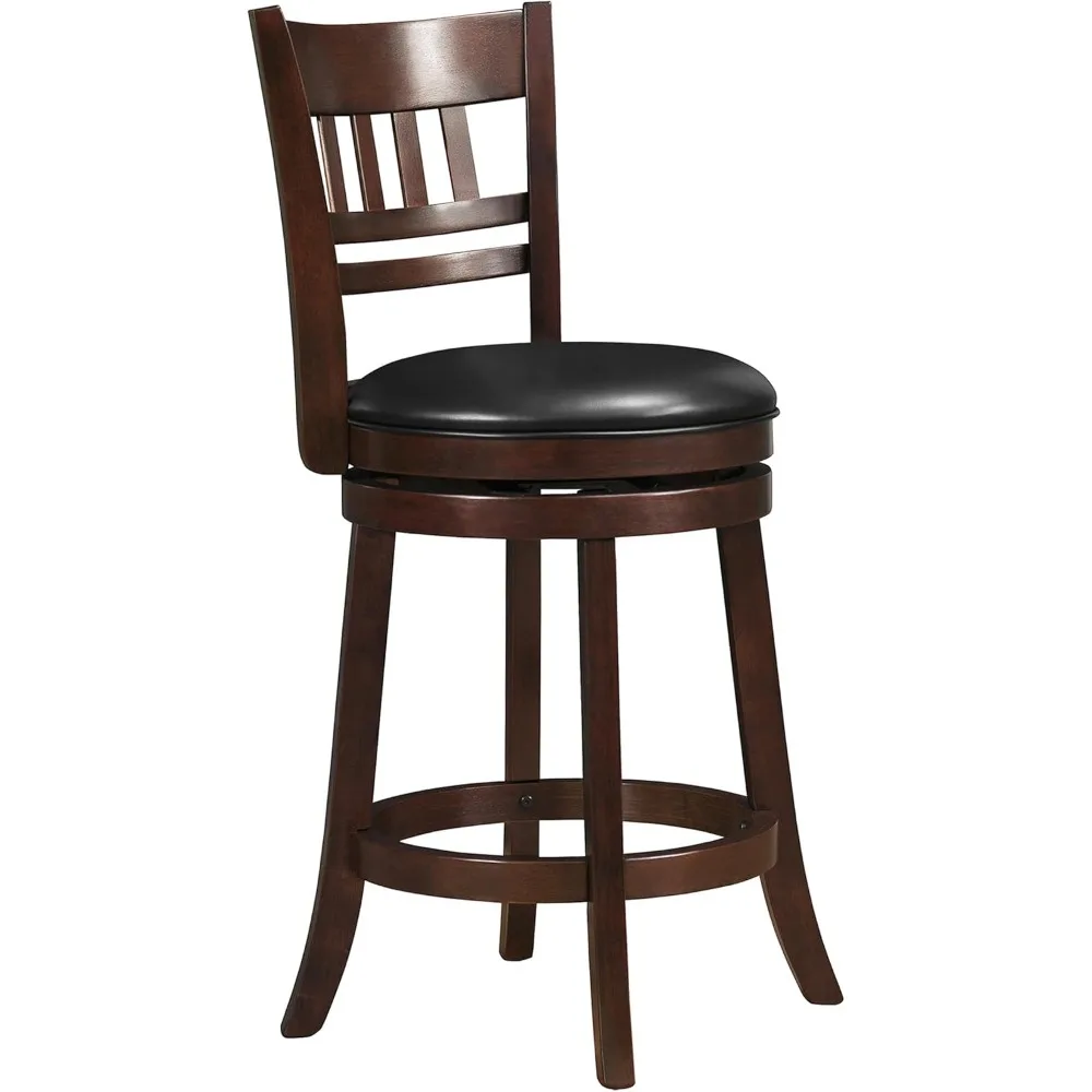 

Upholstered Counter Height Swivel Bar Stools with Backs, Faux Leather Swivel Counter Height Stools with Backs, Solid Wood Frame,