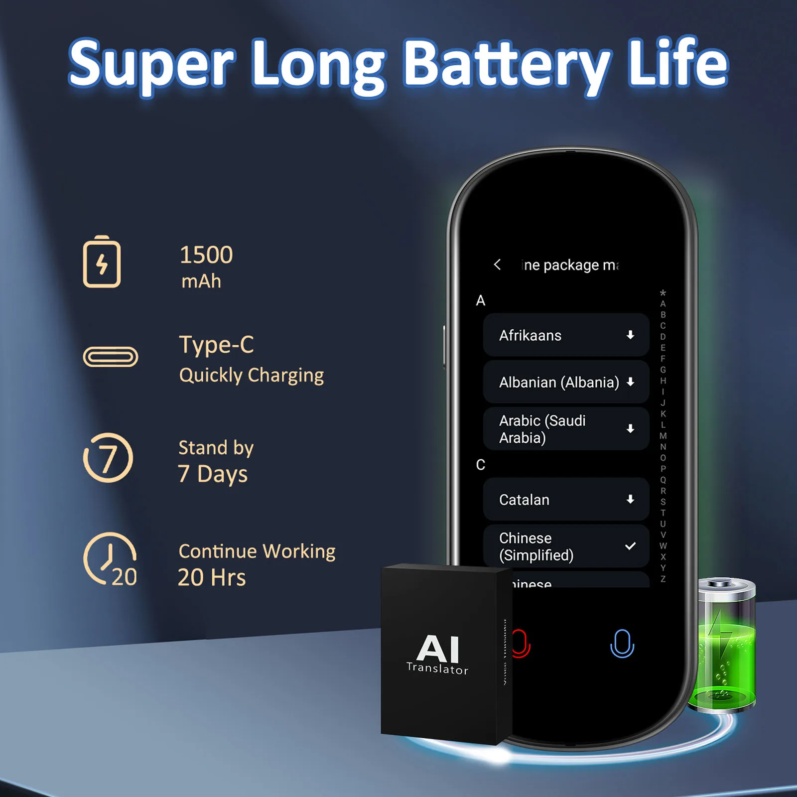 Z2 مترجم صوتي فوري AI محمول بشاشة لمس 3.1 بوصة مترجم في الوقت الحقيقي مع صورة تسجيل للاجتماع التعلم أثناء السفر #6