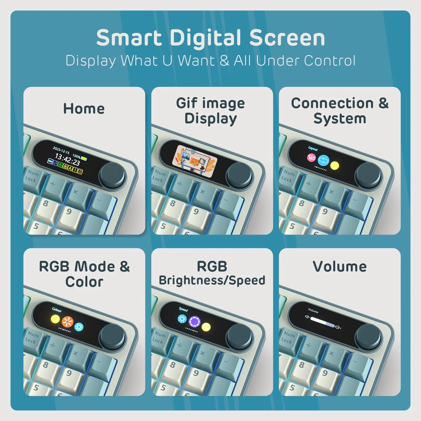 RK ROYAL KLUDGE 무선 게이머 키보드, 핫 스왑 가능 기계식 키보드, 탑 마운트 TFT 스크린, 98 키, RGB BT5.0, 2.4G, USB-C, S98