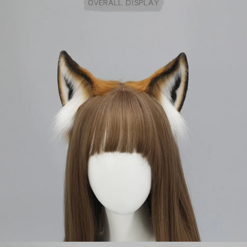 사랑스러운 뜨거운 수제 애니메이션 모피 여우 귀 머리 장식 귀여운 소녀 머리 후프 할로윈 코스프레 소품 액세서리