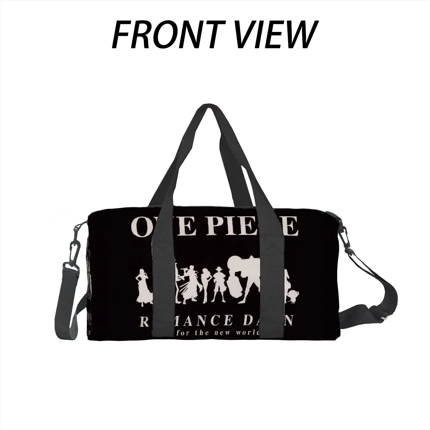 

1pc One Piece theme simple black and white silhouette pattern messenger bag, large capacity gym bag, travel bag