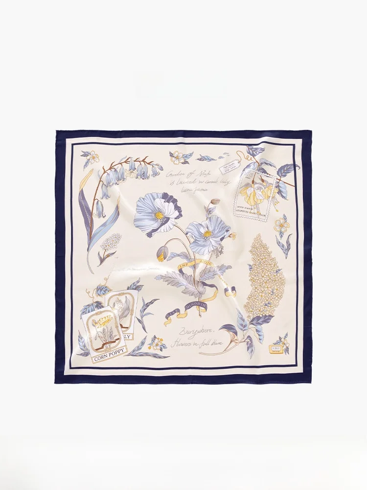 

Xinuosichou Silk Square Scarf Authentic Silk Women's Gift Soft Floral Pattern Versatile Wrap for All Seasons