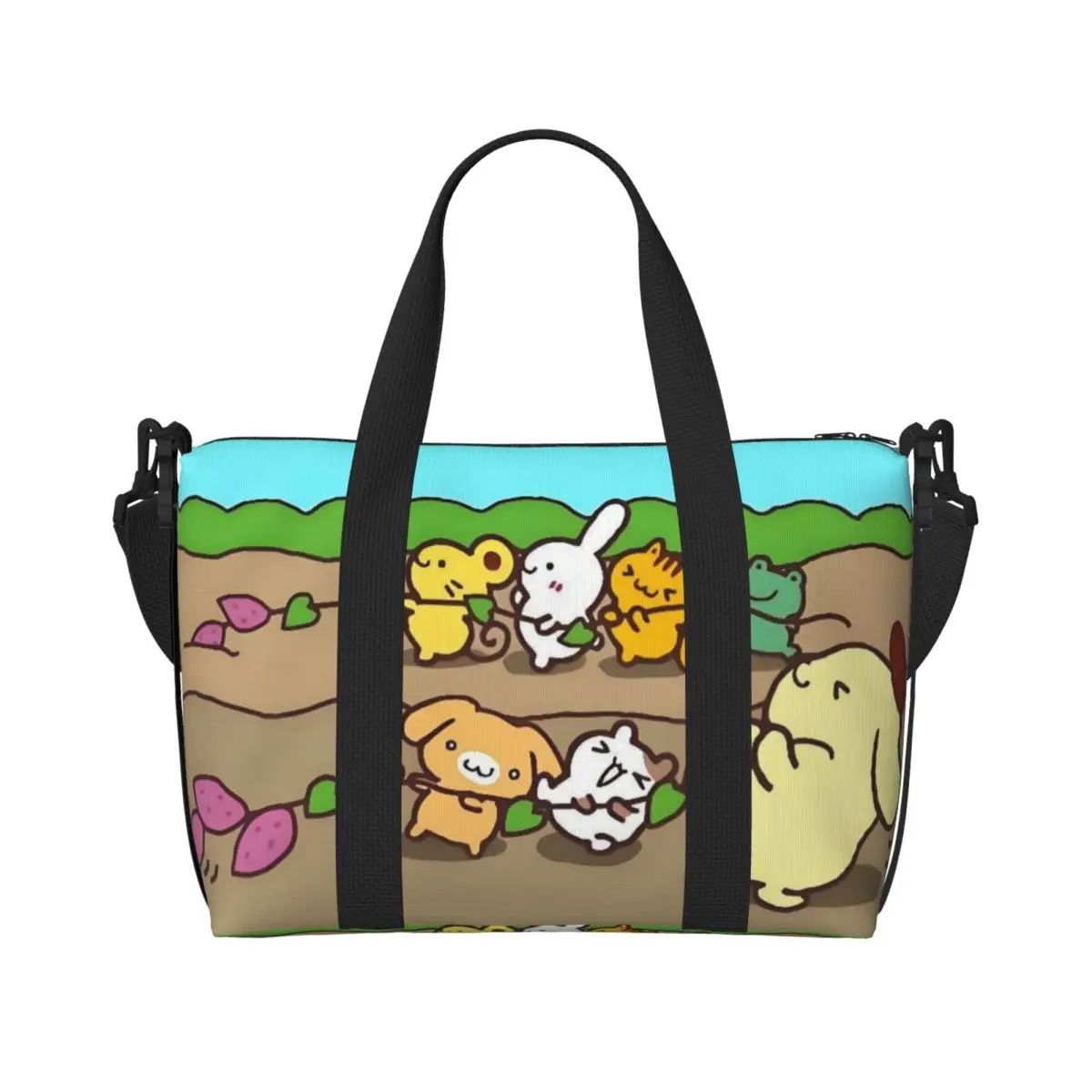 

Custom Cartoon Pompompurin Beach Tote Bag Women Extra Large Gym Carry On Anime Kawaii Travel Shopping Bags