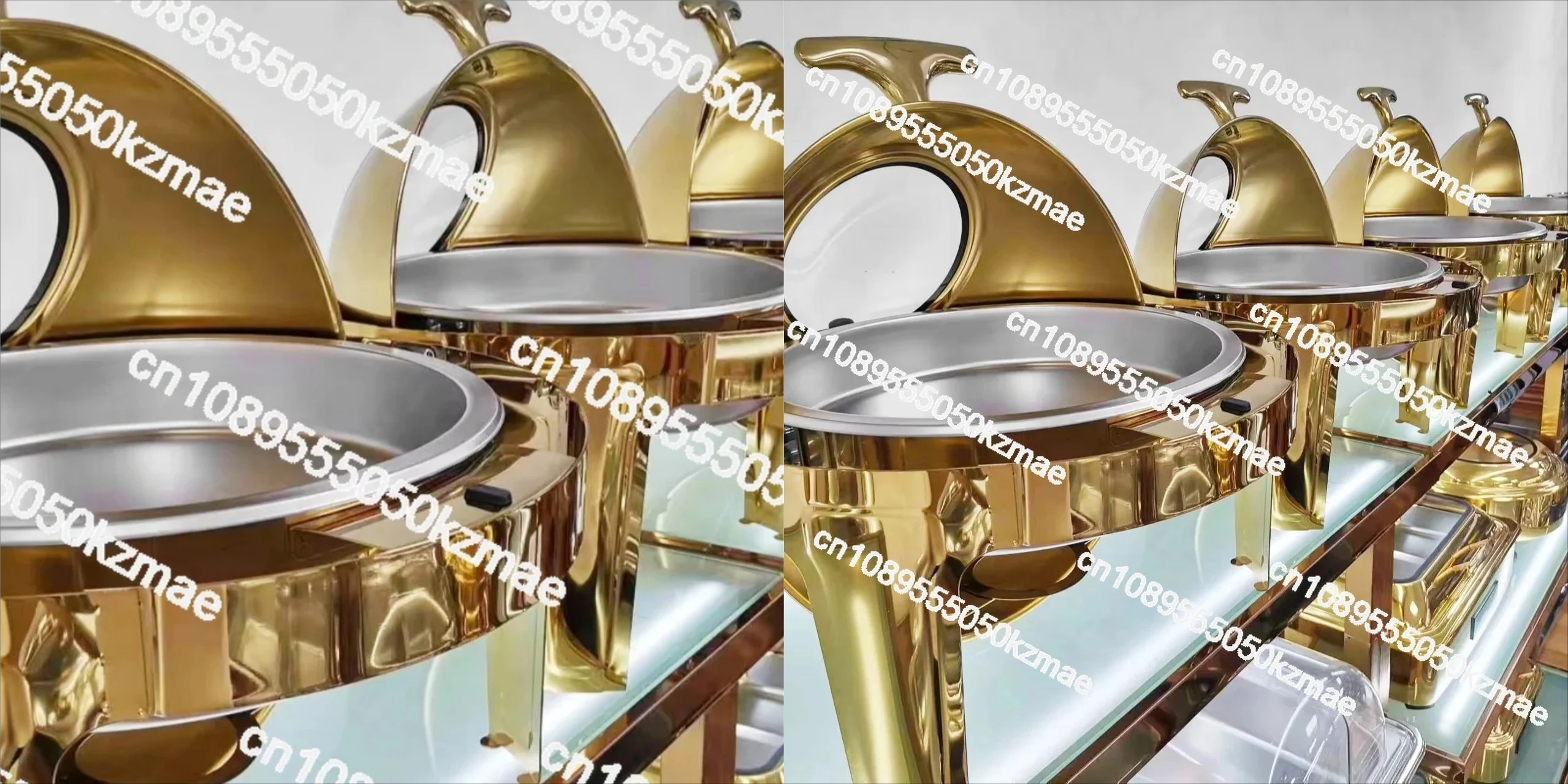 Commercial Stainless Steel Round Chafing Dish Warmer | Clamshell Top Food Warmer for Hotel Buffet & Party