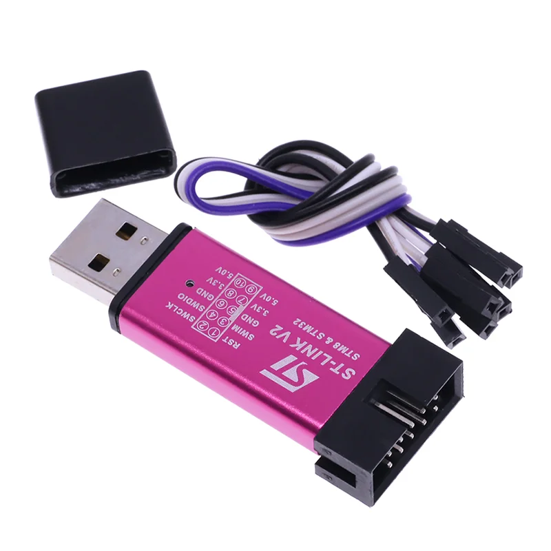 ST-Link V2 stlink mini STM8 STM32 ST LINK Simulator تنزيل برمجة المبرمج مع غطاء مكونات إلكترونية ملونة عشوائية