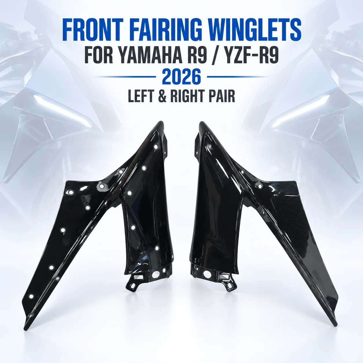 Frontverkleidungs-Winglets, Ailerons, Trockenkohlefaser-Seitenflügel für Yamaha R9 YZF-R9 2026 Motorrad-Zubehörteile