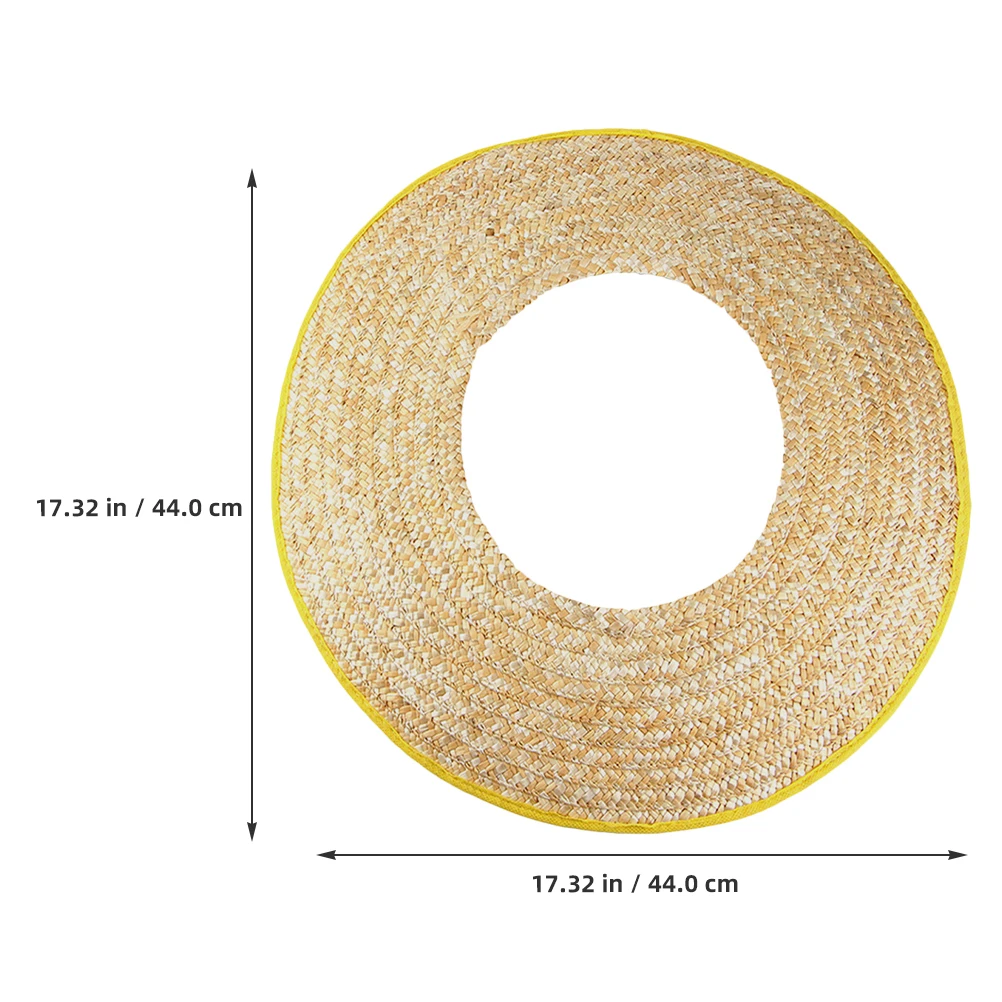 

Sun Hat Hard Brim Visor Full Shade Broadside Attachment Wheat Straw for Accessories Work