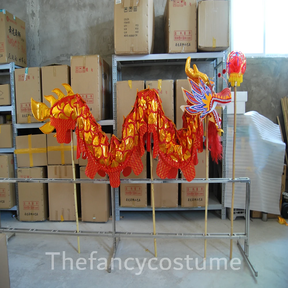 

DRAGON DANCE Props 4 Meters Gold-plated 4 Students Mascot Costume Chinese Traditional Culture ORIGINAL Folk Festival Celebration