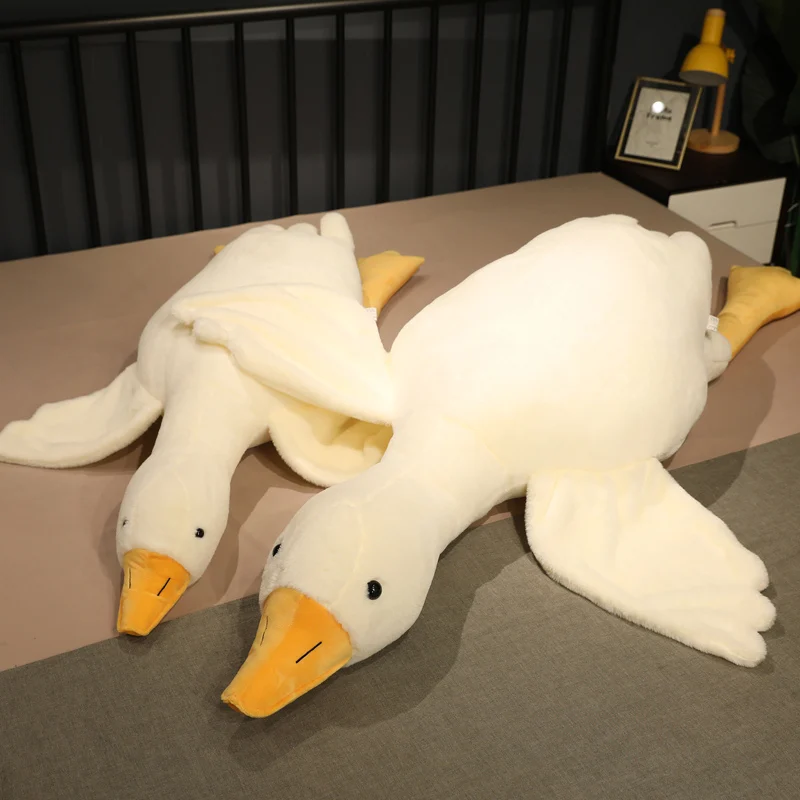 50-190cm Kawaii Giant Goose Plush Toy Big White Duck Cuddly Stuffed Animal Soft Doll Sleep Pillow Sofa Cushion Birthday Gift Kid