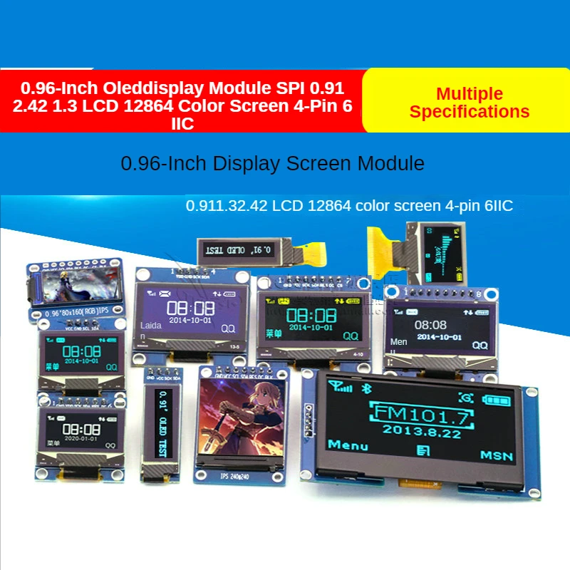 Modul Display Seri IIC OLED 0.96 Inci SPI 128X64 Layar Warna LCD Papan Layar 4-Pin UNTUK Arduino