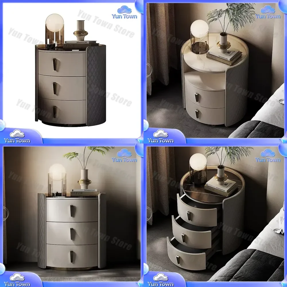 Nightstands for Modern Bedroom Furniture for Small Spaces Narrow Round Storage Table Luxury Simple Design Cabinet Bedside