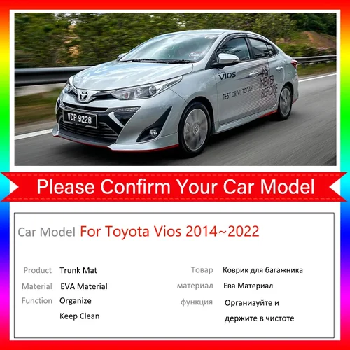 Imagen 2 del producto Alfombrilla para maletero de coche, almohadilla impermeable y a prueba de polvo para Toyota Yaris Vios L sedan Ativ Limo XP150 2014 ~ 2022 2015 2016 2018 2019 2021 2022