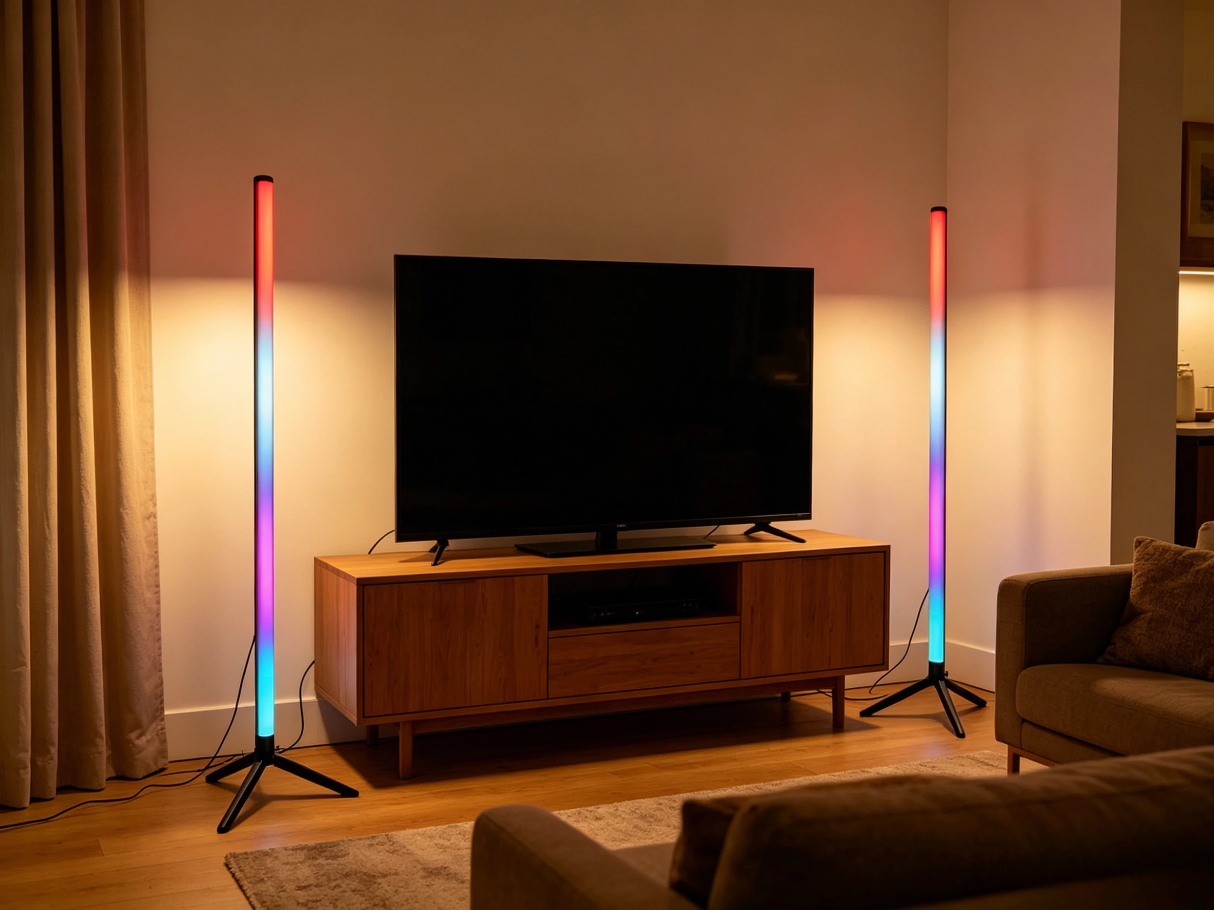 RGB LED-Ecklampe für den Boden, Raumdekoration, farbwechselnde Atmosphären-Stehleuchte, Nachtlicht für Gaming, Wohnzimmer, Schlafzimmer – Detail 4