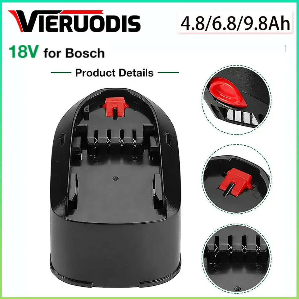 

For Bosch 18V 9.8AH Li-ion Rechargeable Tool Battery PBA PST PSB PSR Bosch Home, Garden Tools (TypeC only) AL1810CV AL1815CV