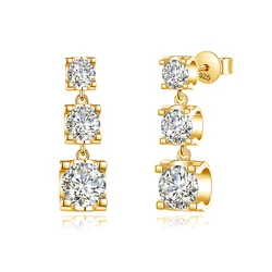Szjinao Full Moissanite Drop Earrings Gold Women D Color VVS1 Trending Wedding Enagement Party Jewelry Gift With Certificate Hot