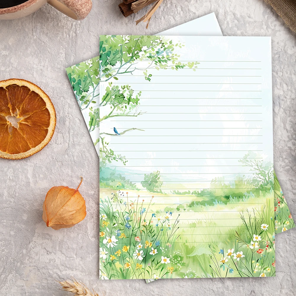 30 Blatt, B5-Schreibpapier mit Frühlingsmotiv, liniert, ohne Klebstoff, ideal für Notizbücher, Notizen und Aufkleber. – Detail 3