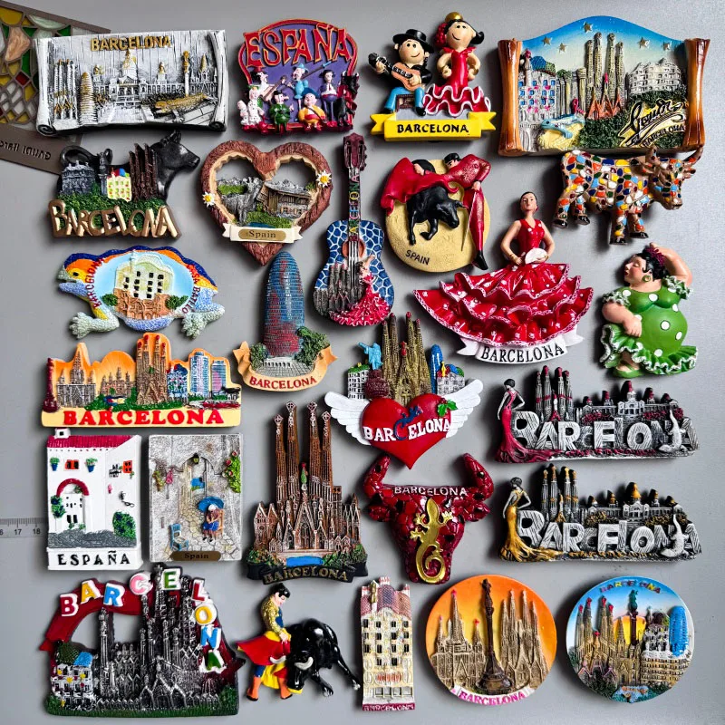 Spain Fridge Magnets Bullfighting flamenco dancers Barcelona ESPANA Tourist Souvenirs Magnetic Stickers Home Decoration Gifts