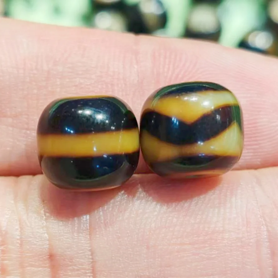 5 Pcs Taiwan Penetrating Tooth Yellow 10 * 11mm Old Type First Line Pharmacist Agate Tianzhu Necklace DIY Accessories Dzi