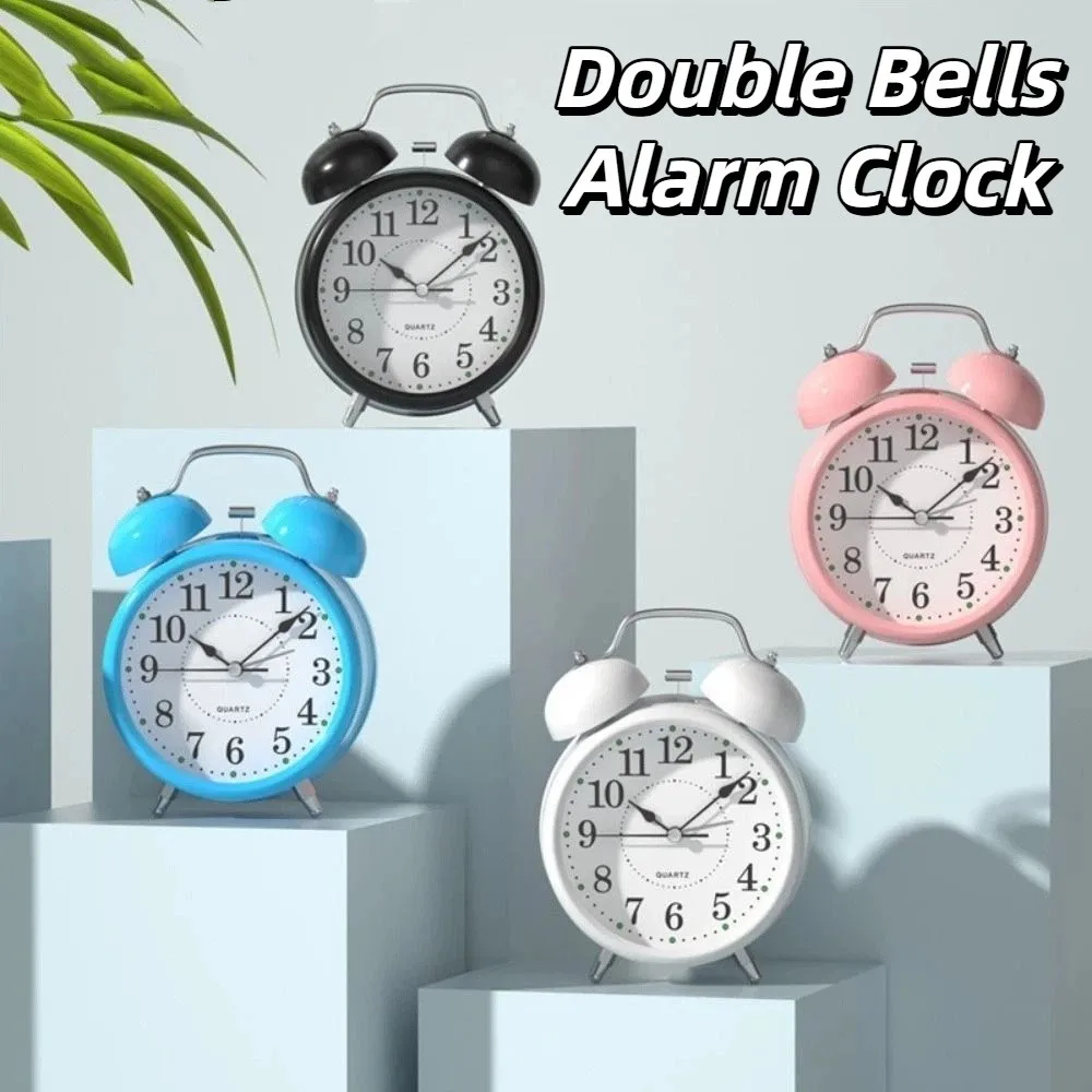 Creative Classical Alarm Clock 3in Mute Type Retro Alarm Clock with Night Light Metal Frame Silent Table Clock Students Learning