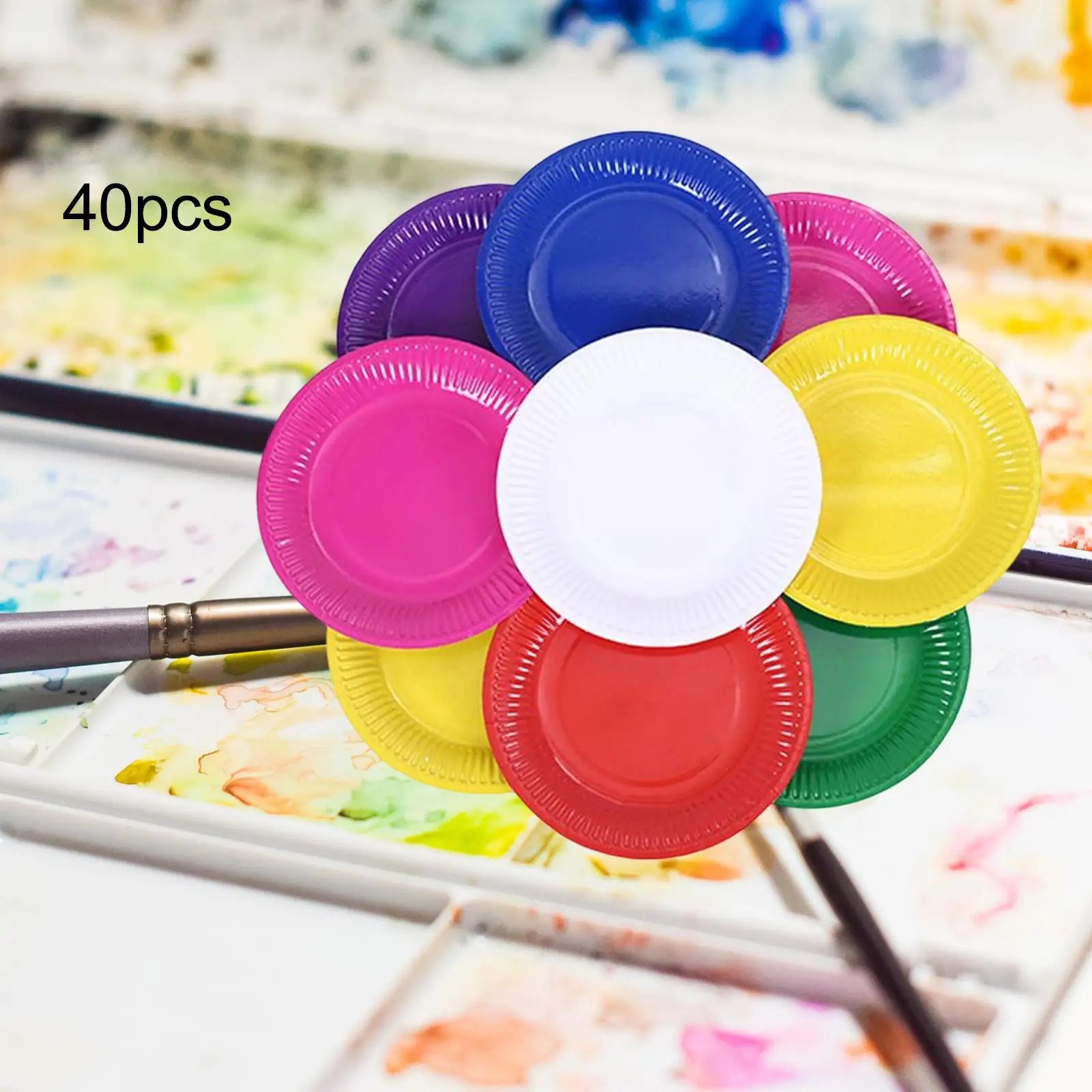 

40x 9" Colorful Paper Plates Paper Dish Multi Colors Round for DIY Art Paper