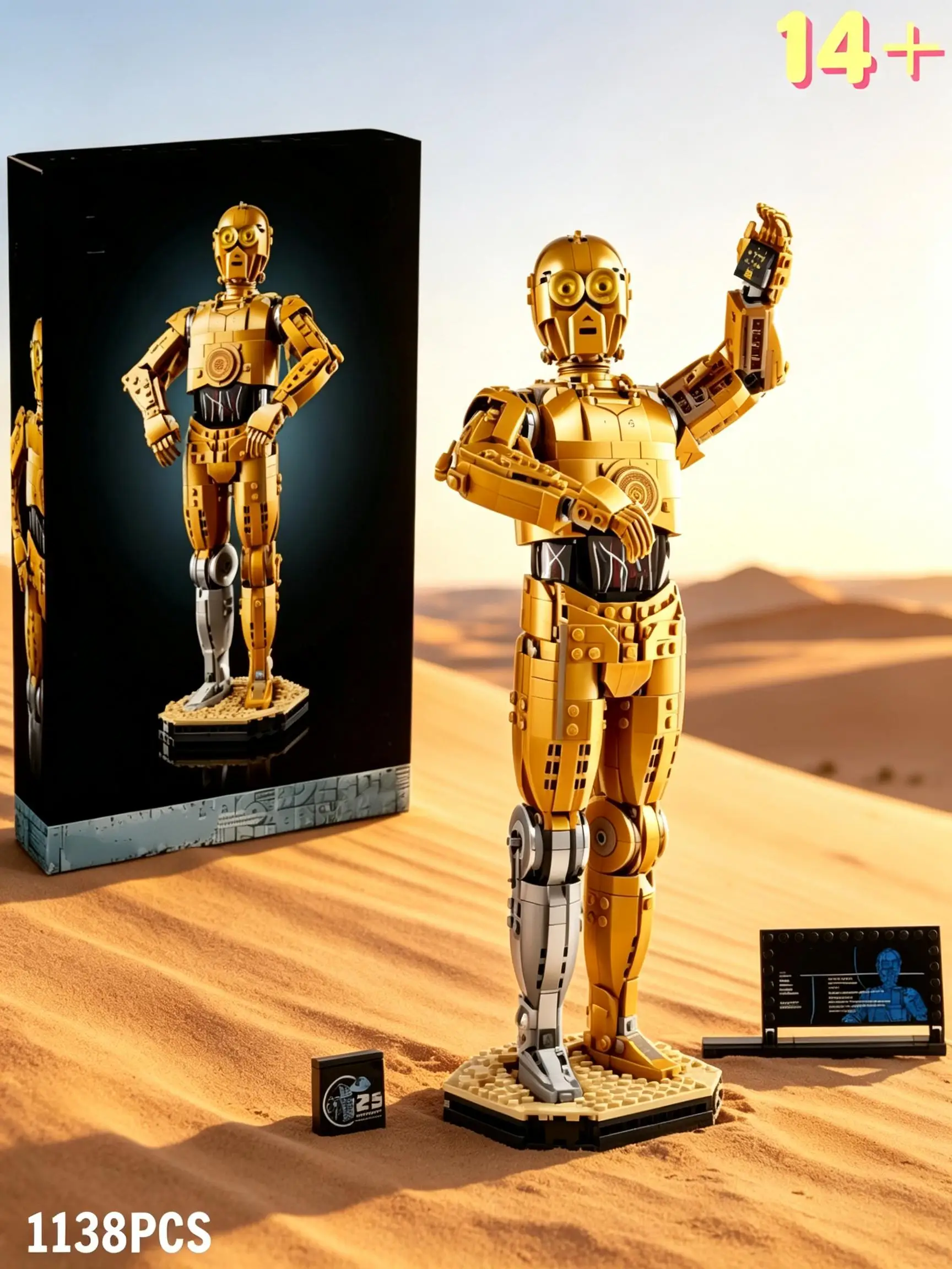 In Stock1138PCS Space Battle C-3PO Robot Building Blocks Kit DIY Assembly Model Home Desktop Ornament Festival Gifts For Adult