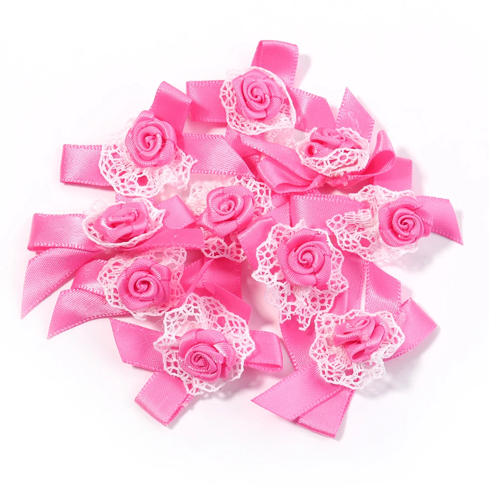 G2PLUS 30PCS Rose Petits Noeuds De Ruban Satin - Noeuds Avec Attaches Pour Noël, Mariage Et Artisanat
