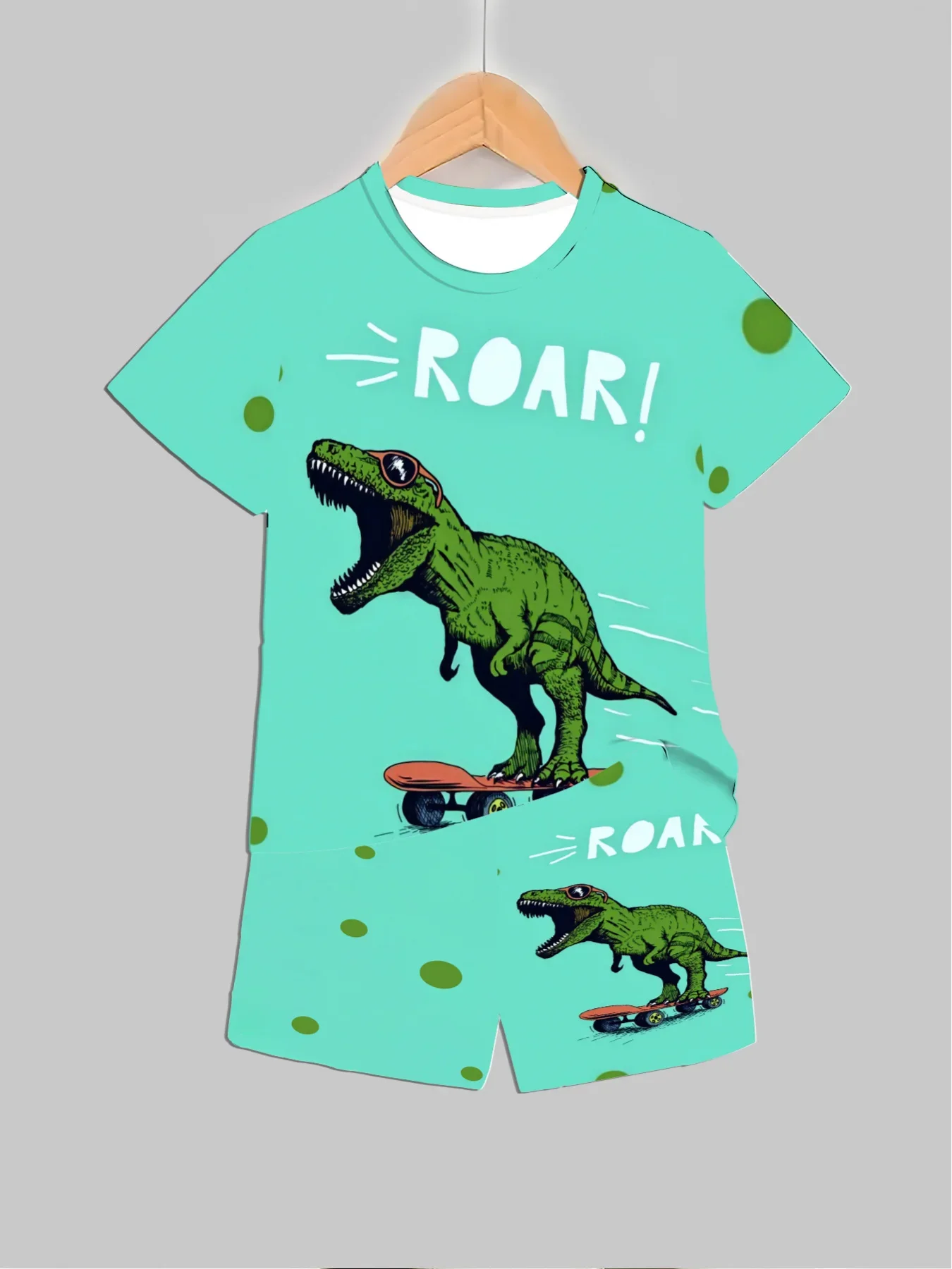 New Dinosaur Printed Outfits Tops + Shorts 2 PCS For Summer Boys Girls Clothing Sets 2 Pcs Baby Fashion Suits - view 3