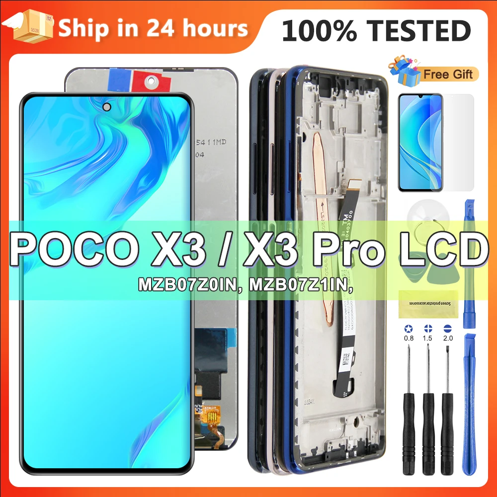 

6,67-дюймовый протестированный экран Poco X3 Pro, для Xiaomi Poco X3, ЖК-дисплей с дигитайзером, сенсорный экран с рамкой для замены Poco X3 NFC