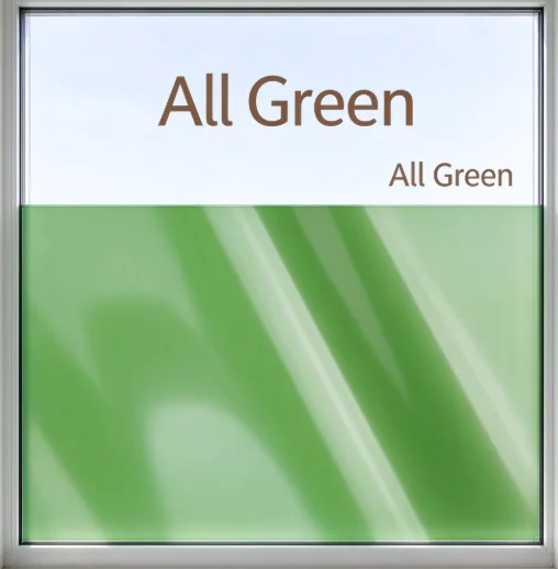 All Green Window Tint Roll PET Material One Way Privacy Heat Rejection Anti Glare Solar Control For Household Automotive Window