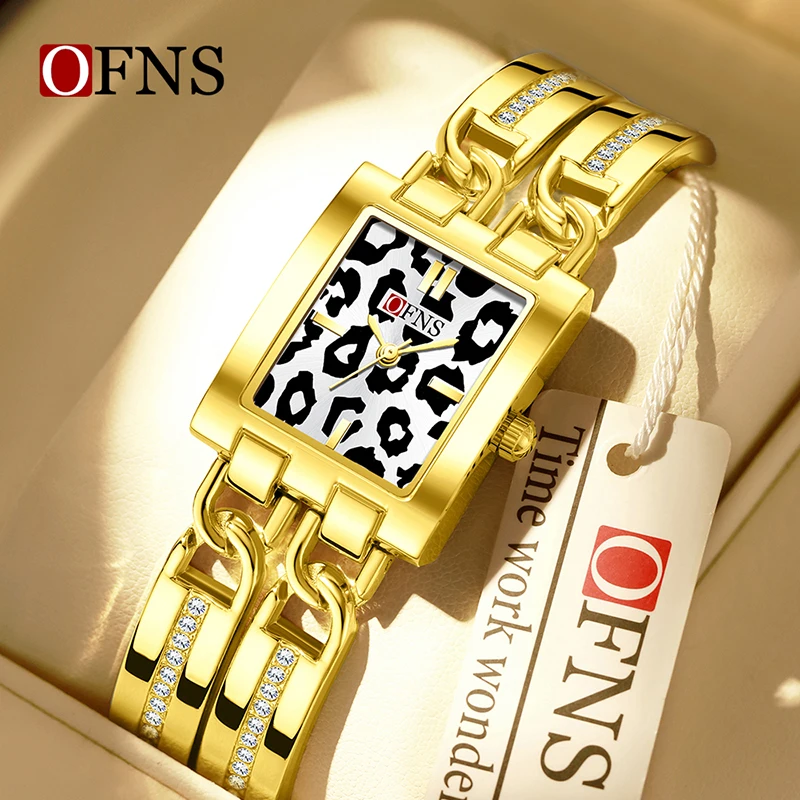 OFNS 7208 Fashion Women's Quartz Watch Creative Design Square Dial Ladies Wristwatch Elegant Bracelet Casual Watches for Woman