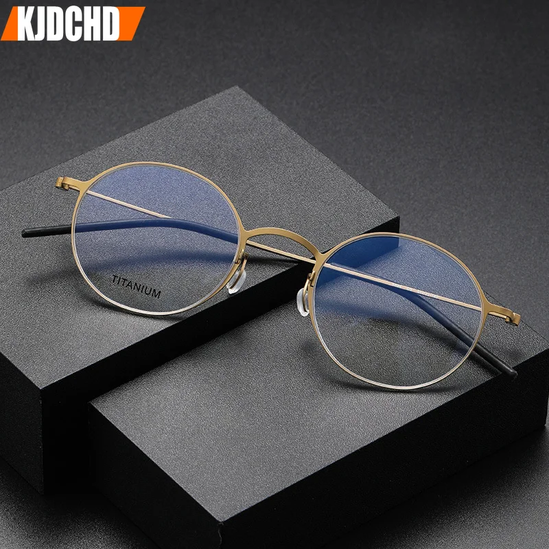 

Top Quality Denmark Titanium Retro Round Glasses 5504 For Men Lightweight Women Eyewear Prescription Eyeglasses Screwless Frame