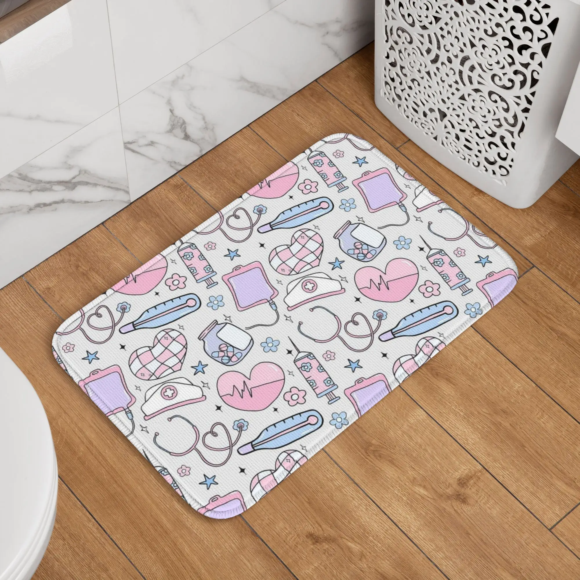 Medical Nurse Pattern Doormat Absorbent Mat Carpet Rug Kitchen Entrance Home Floor Mat for Bathroom Footpad Mats