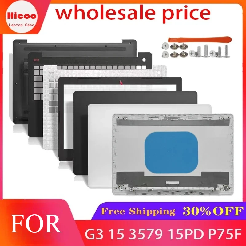 Nuevo para DELL G3 15 3579 15PD 15PR 15GD P75F: Cubierta trasera LCD/Marco frontal/Bisel frontal/Reposamanos/Base/Hinges/Cubierta superior