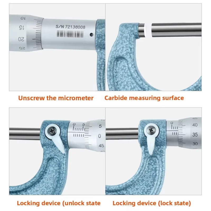 Micrometro esterno Mitutoyo Portata 25 - 50 mm, precisione 0,01 mm, con certificato di ispezione, ideale per strumenti di misurazione di precisione