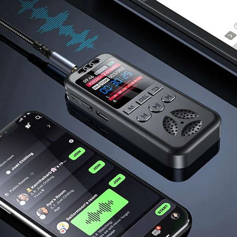 مسجل صوت رقمي مشغل MP3 HD للحد من الضوضاء WAV مشغل الصوت جهاز تسجيل محمول بزر واحد