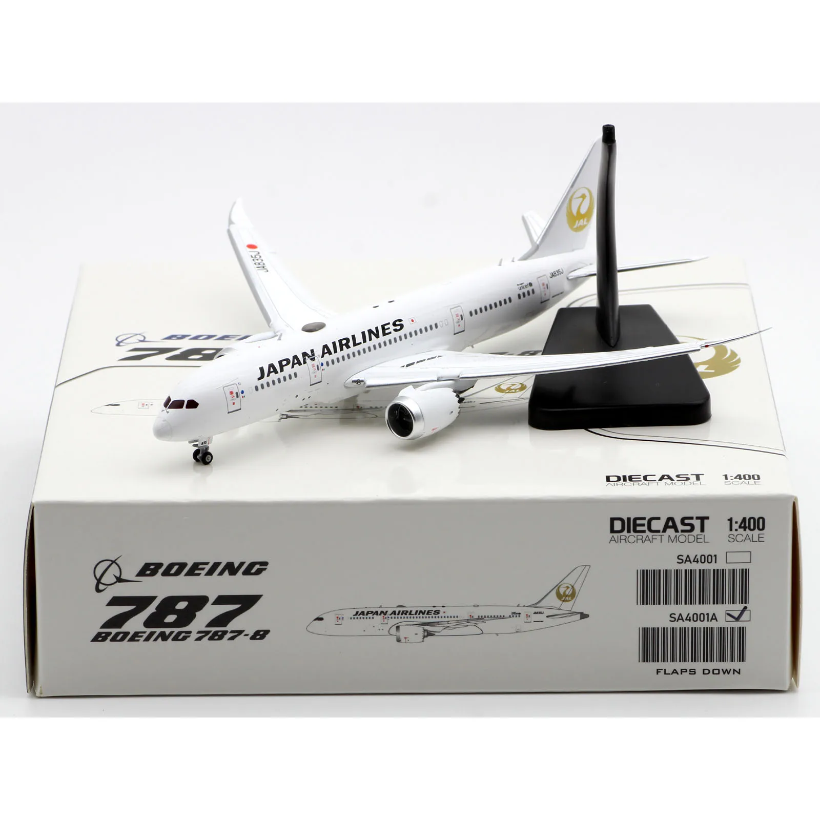 

SA4001A Alloy Collectible Plane Gift JC Wings 1:400 Japan Airlines JAL Boeing B787-8 Diecast Aircraft Jet Model JA835J Flap Down