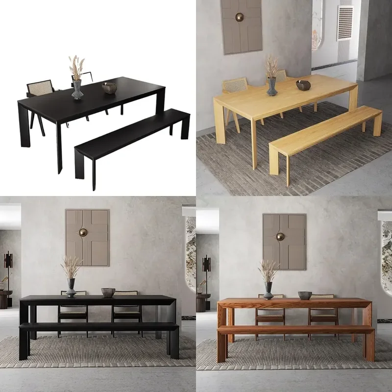 Light Luxury Solid Wood Dining Table and Chairs Set Integrated Designer Workbench Negotiation Table for Homestay Restaurant